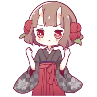 🤔 d7aa29e2 Anime, Schattig, Meisje, Chibi, Rode ogen, Bloemen telegram sticker