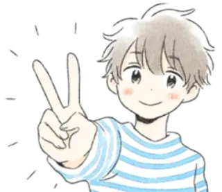 🤔 eb7ca3d6 vrede, jongen, anime, vrolijk, v-teken telegram sticker