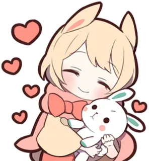 🤔 f8a0871a chibi, schattig, konijn, hartjes, kawaii, pop telegram sticker
