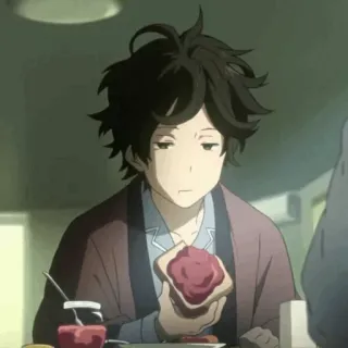 🍞 8f46e0de anime, character, breakfast, food, toast whatsapp sticker