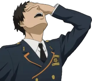 🤦‍♂️ 2353d4b3 Anime, Policía, Triste, Estresado, Uniforme, Emoción, Hombre whatsapp sticker