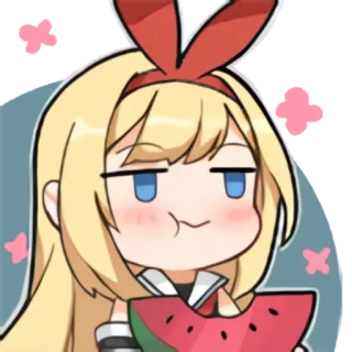 🍉 e0f038f3 Anime, Dibujos animados, Personaje, Sandía, Verano, Lindo, Rubio, Chica whatsapp sticker