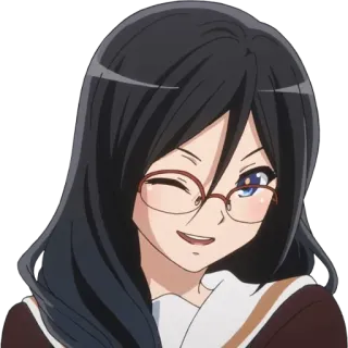 😉 e22096dd chica anime, guiño, personaje, gafas, anime, dibujos animados whatsapp sticker