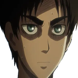 😨 dbd76fc3 Eren Yeager Attack on Titan Anime, Personaggio, Eren Jaeger, L'Attacco dei Giganti, Espressione, Scioccato, Preoccupato telegram sticker