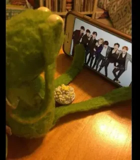 😚 0017fb8d Kermit the Frog kermit, kikker, meme, kijken, telefoon, grappig, entertainment telegram sticker