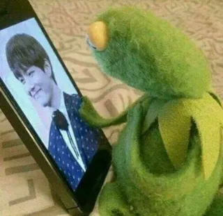 💜 5ce3c216 Kermit Kermit de kikker, Pop, Selfie, Kikker, Meme telegram sticker