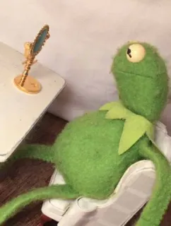 🙃 c426a6c6 Kermit the Frog Kermit, kikker, pop, groen, personage, muppet, zittend, spiegel telegram sticker