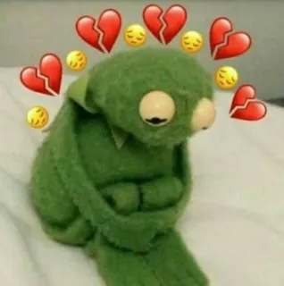 😢 cdfba1bb Kermit verdrietig, Kermit, hartzeer, emoties, eenzaam, kikker, meme telegram sticker