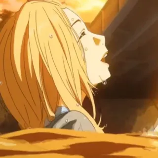 🍋 198a9532 Kaori Miyazono Your Lie in April аниме, грустно, плачет, эмоциональный, девушка, блондинка, слезы telegram sticker