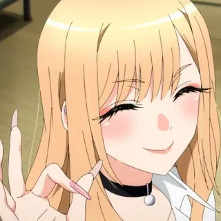 👒 723261c7 anime, dễ thương, cô gái, cười, tóc vàng, vòng cổ whatsapp sticker