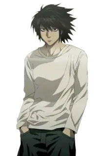 😔 04fccad5 L Lawliet Death Note Anime, Death Note, L Lawliet, Personaggio, Detective, Manga telegram sticker