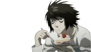 😌 5ba01f82 L Death Note Anime, Death Note, L, Detective, Torta, Dessert, Mangiare telegram sticker