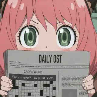 🥺 0719171b Anya Forger Spy × Family DAILY OST
CROSS WORD
Fid in here? CHECK YET. 动漫, 漫画, 阿尼亚, 报纸, 每日OST, 纵横字谜 telegram sticker