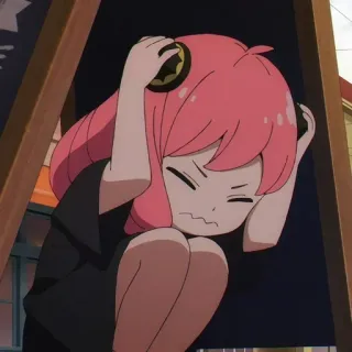 😖 e2f5e75b Anya Forger Spy x Family 阿尼亚·福杰, 间谍过家家, 动漫, 担心, 女孩, 粉色头发, 卡通 telegram sticker