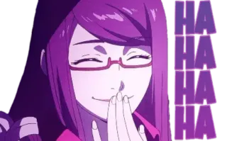 😂 b1a51bc5 HAHAHA アニメ, 笑い, 女性, 眼鏡, 紫 whatsapp sticker