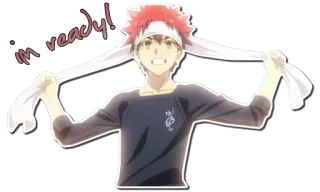 😃 d6f395a8 Soma Yukihira Food Wars!: Shokugeki no Soma I'm ready! Anime, Manga, Makanan, Memasak, Siap, Semangat telegram sticker