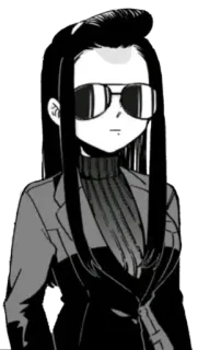 😎 a8be83eb Anime, Manga, Charakter, Brille, Frau, Schwarzweiß telegram sticker