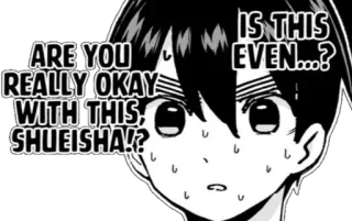 🤭 aa466b4c ARE YOU REALLY OKAY WITH THIS, SHUEISHA!? IS THIS EVEN...? Frage, Manga, Schockiert, Anime, Besorgt telegram sticker