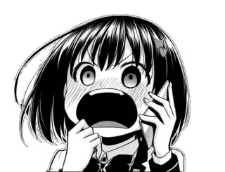 😦 c83c1502 Anime, Manga, Mädchen, Schockiert, Anrufen, Telefon, Ausdruck telegram sticker