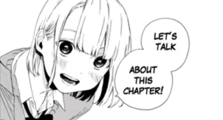 📖 f4088fbb LET'S TALK ABOUT THIS CHAPTER! Manga, Anime, Mädchen, Gespräch, Kapitel telegram sticker