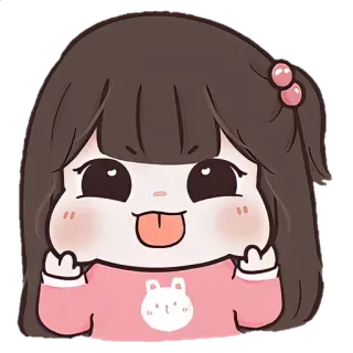 ☀️ aac8dabb dibujos animados, chica, lindo, pegatina, lengua, kawaii whatsapp sticker