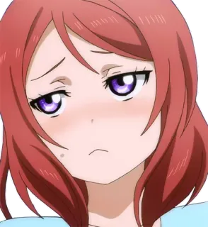 😕 3c7dd4f0 Maki Nishikino Love Live! anime, manga, rood haar, idol, schattig, schoolmeisje telegram sticker