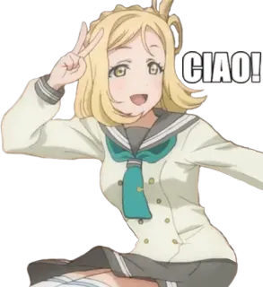 👋 77e12a33 CIAO! Anime, Meisje, Blond, Groet, Ciao telegram sticker