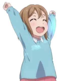 😄 aaf222e7 Anime, Meisje, Schattig, Blij, Opgewonden, Armen omhoog telegram sticker