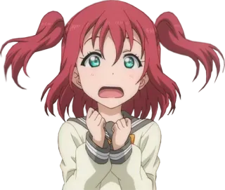 😵 b79017ac Ruby Kurosawa Love Live! Sunshine!! anime, meisje, personage, geschrokken, schattig, Ruby Kurosawa telegram sticker