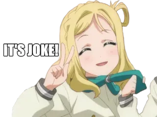 ✌ fee0c801 IT'S JOKE! Anime, Meisje, Grap, Vredesteken, Vrolijk, Opgeruimd telegram sticker