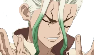 😌 4353f010 Senku Ishigami Dr. Stone Anime, Dr. Stone, Senku Ishigami, Podekscytowany, Naukowiec whatsapp sticker