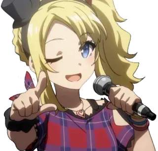 👋 1be3950d Anime, Dziewczyna, Idolka, Mikrofon, Słodka, Blondynka telegram sticker