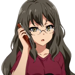 😮 6e053882 Anime, Dziewczyna, Okulary, Telefon, Kobieta telegram sticker