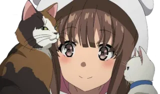 🙂 9ea3b889 Anime, Dziewczyna, Kot, Słodkie, Naklejka telegram sticker