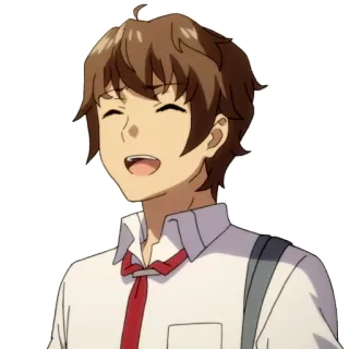 👋 f1031f85 anime, kreskówka, uśmiechnięty, chłopak, męski, mundurek szkolny telegram sticker