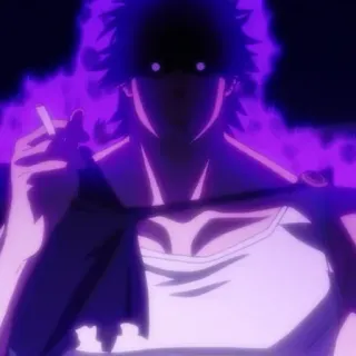 ☘️ 6486524d สูบบุหรี่, อนิเมะ, ตัวละคร, ออร่าสีม่วง, บุหรี่ telegram sticker