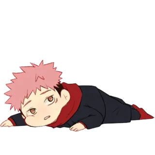 😩 528e1856 Yuji Itadori Jujutsu Kaisen Anime, Manga, Chibi, Schattig, Liggend telegram sticker