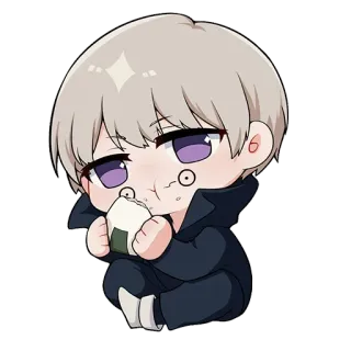 🍙 7d19287a Yuta Okkotsu Jujutsu Kaisen Anime, Manga, Chibi, Schattig, Eten, Onigiri telegram sticker