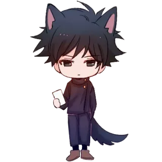 😐 b46009a4 Anime, Chibi, Cartoon, Wolf, Oren, Staart telegram sticker