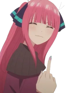 🖕 51245d5c Anime, Middelvinger, Aanstootgevend, Cartoon, Roze haar, Meisje telegram sticker
