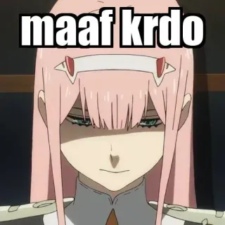 😟 bccc1bfc Zero Two Darling in the Franxx maaf krdo Anime, Meisje, Sorry, Zero Two, Darling in the Franxx telegram sticker