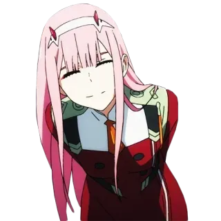 😁 e8d7daf3 Zero Two Darling in the Franxx Anime, Zero Two, Darling in the Franxx, Roze haar, Anime meisje telegram sticker
