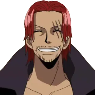 😁 00dc1dde Shanks One Piece anime, pirate, red hair, smiling, scar, one piece whatsapp sticker