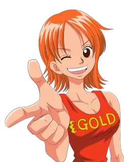 😉 43dce77d Nami One Piece GOLD anime, one piece, nami, character, gold whatsapp sticker