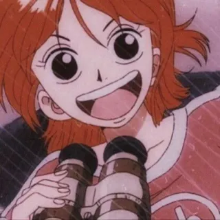 🗺 9788b131 Nami One Piece anime, cartoon, female, binoculars, smiling, orange hair whatsapp sticker