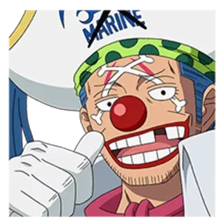 👍 f08b4197 Buggy One Piece MARINE anime, manga, One Piece, Buggy, pirate, clown, cartoon, fanart whatsapp sticker