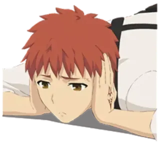 😑 0155021f Shirou Emiya Fate/stay night Anime, Anak laki-laki, Rambut merah, Khawatir, Fate Stay Night, Shirou Emiya whatsapp sticker