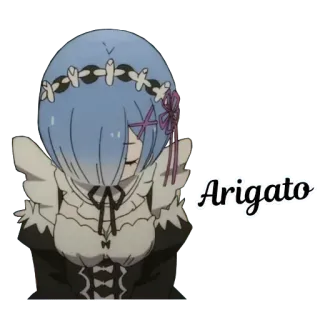 💐 317e0b17 Rem Re:Zero Arigato Anime, Rem, Re:Zero, Terima kasih, Arigato, Lucu whatsapp sticker