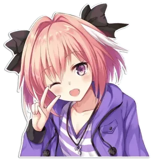 ✌ 5b53836a Astolfo Fate Anime, Manga, Stiker, Kartun, Karakter, Fate, Astolfo, Tanda perdamaian whatsapp sticker