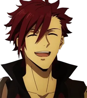 😂 9dd5f3ff anime, senyum, rambut merah, bahagia, laki-laki, karakter whatsapp sticker